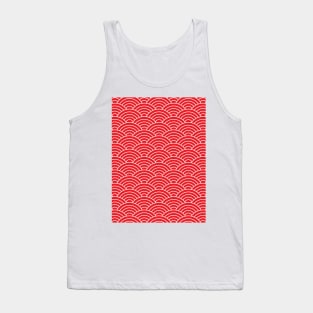 red seigaiha japanese wave pattern Tank Top